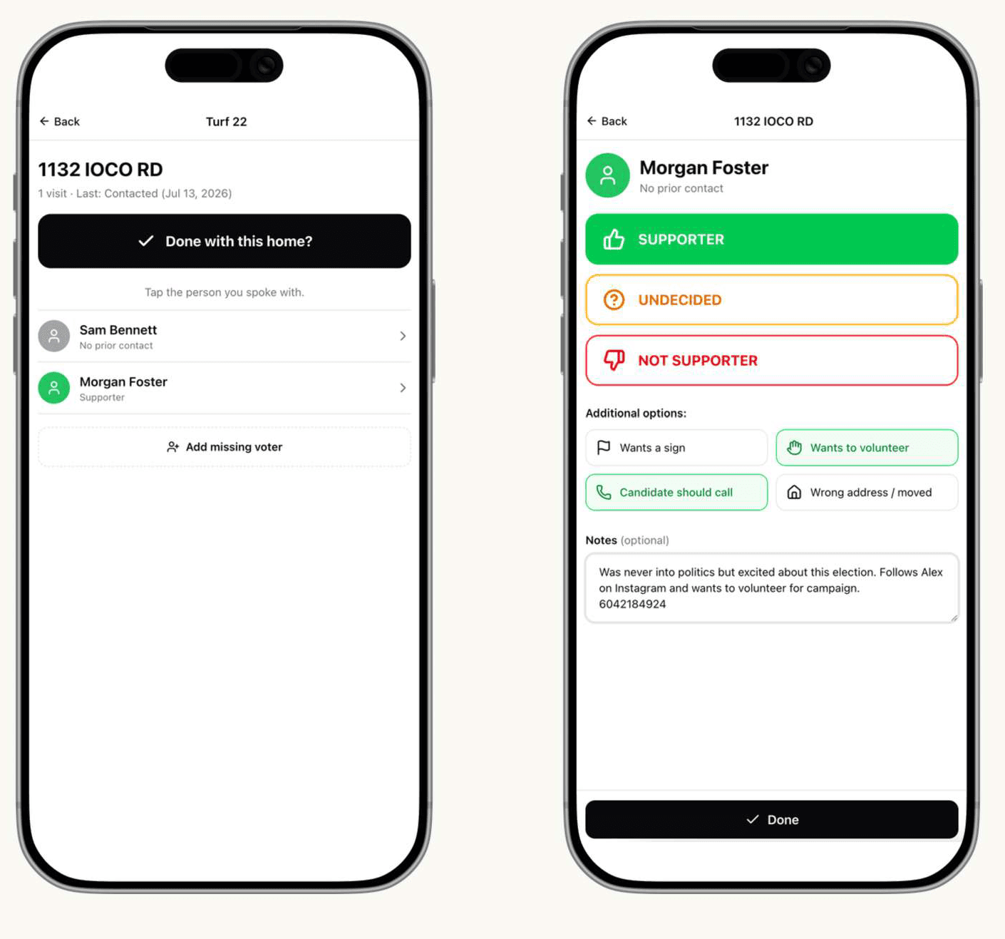 Recording a doorstep response on two phones